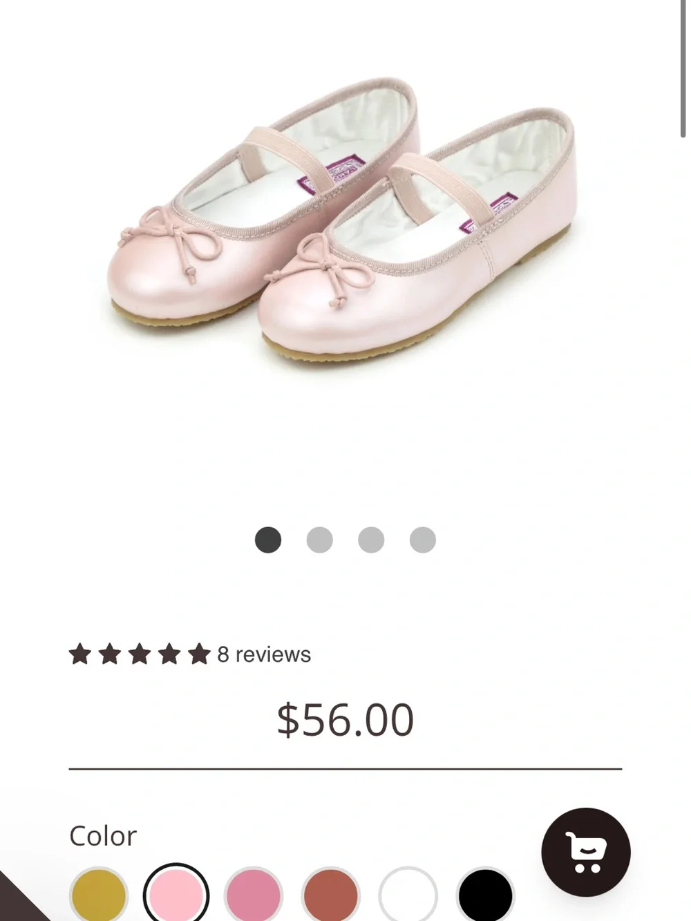 L'Amour Girls' Ballet Flats in Pale Pink with Bow Size 7